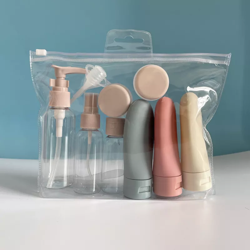 Juego de botellas dispensadoras de viaje de plástico portátil de 7 piezas